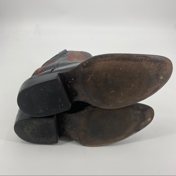 El Patron black leather western stitched cowboy boots main image 4